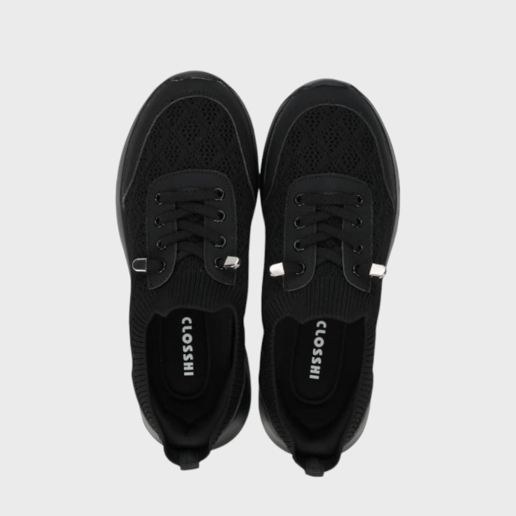 Mesh-like Upper Lace-Up Sneakers