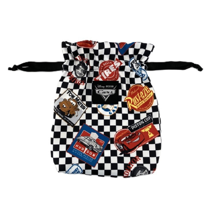 DISNEY PIXAR CARS CHECKERED FRILLED DRAWSTRING BAG