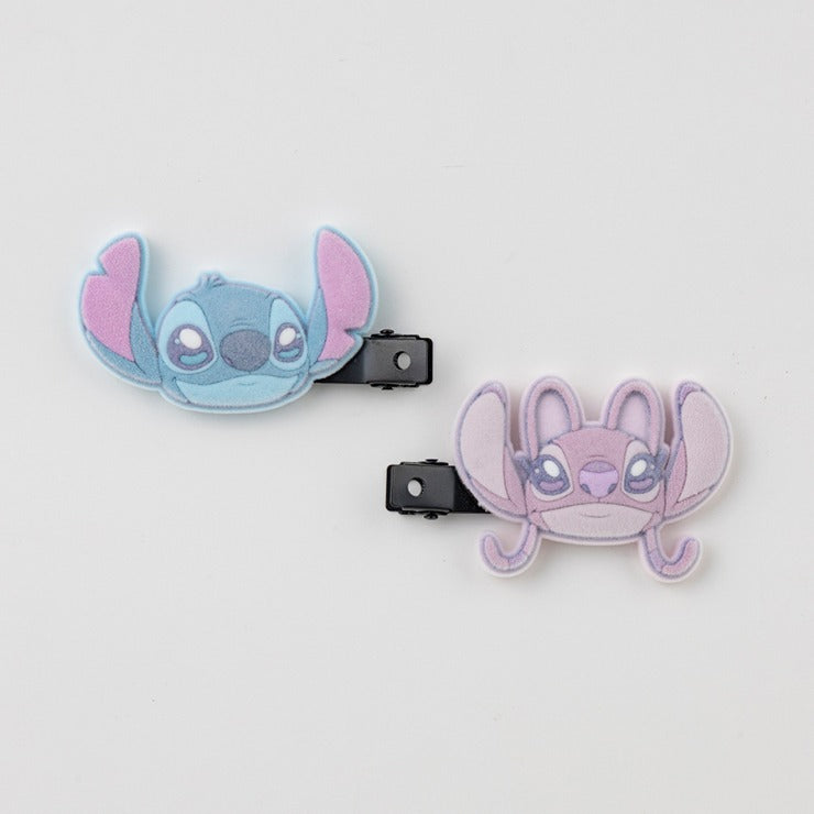 DISNEY - LILO & STITCH STITCH & ANGEL FLOCKED BANGS HAIR CLIP SET