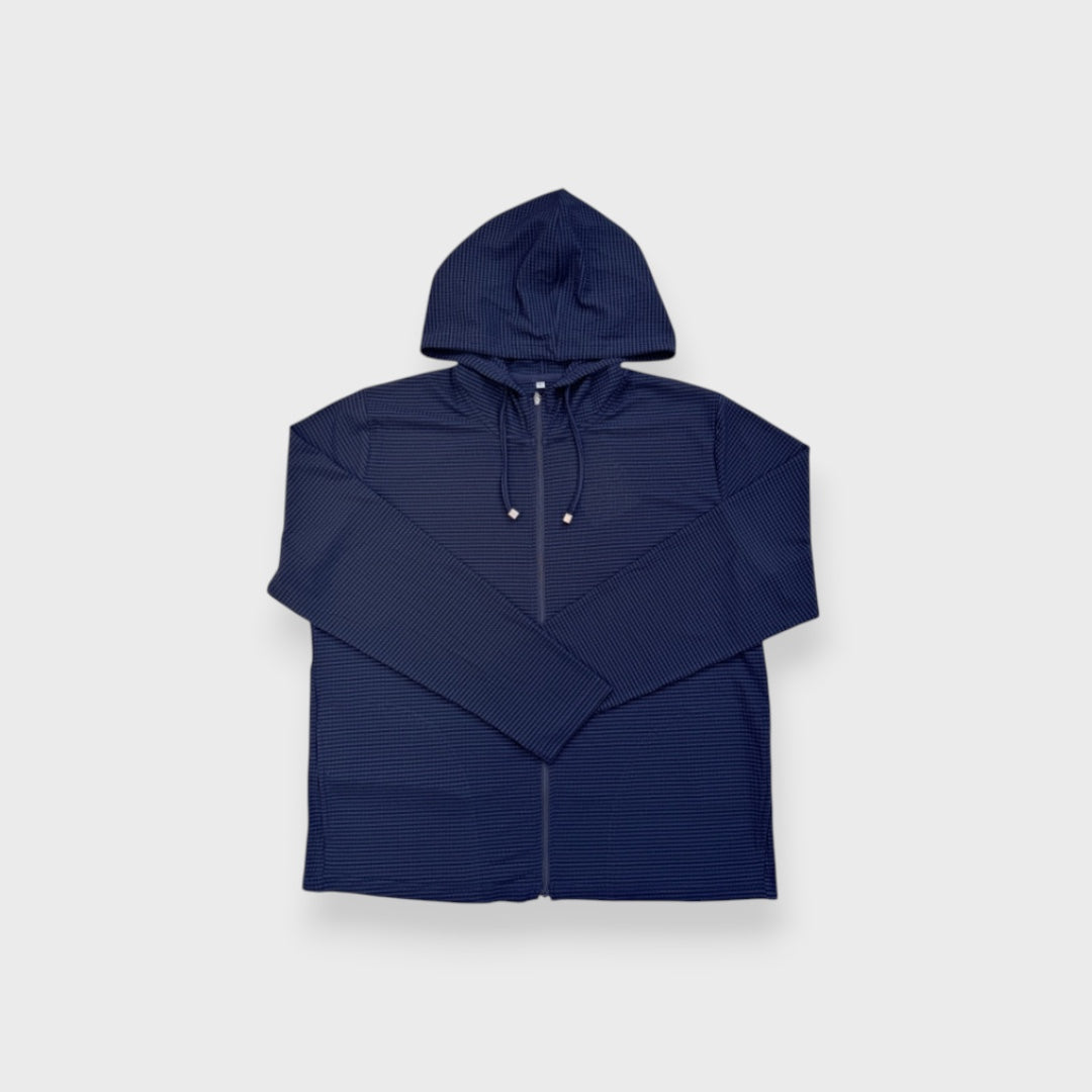 UV-COOL RIBBED CHECK HOODIE