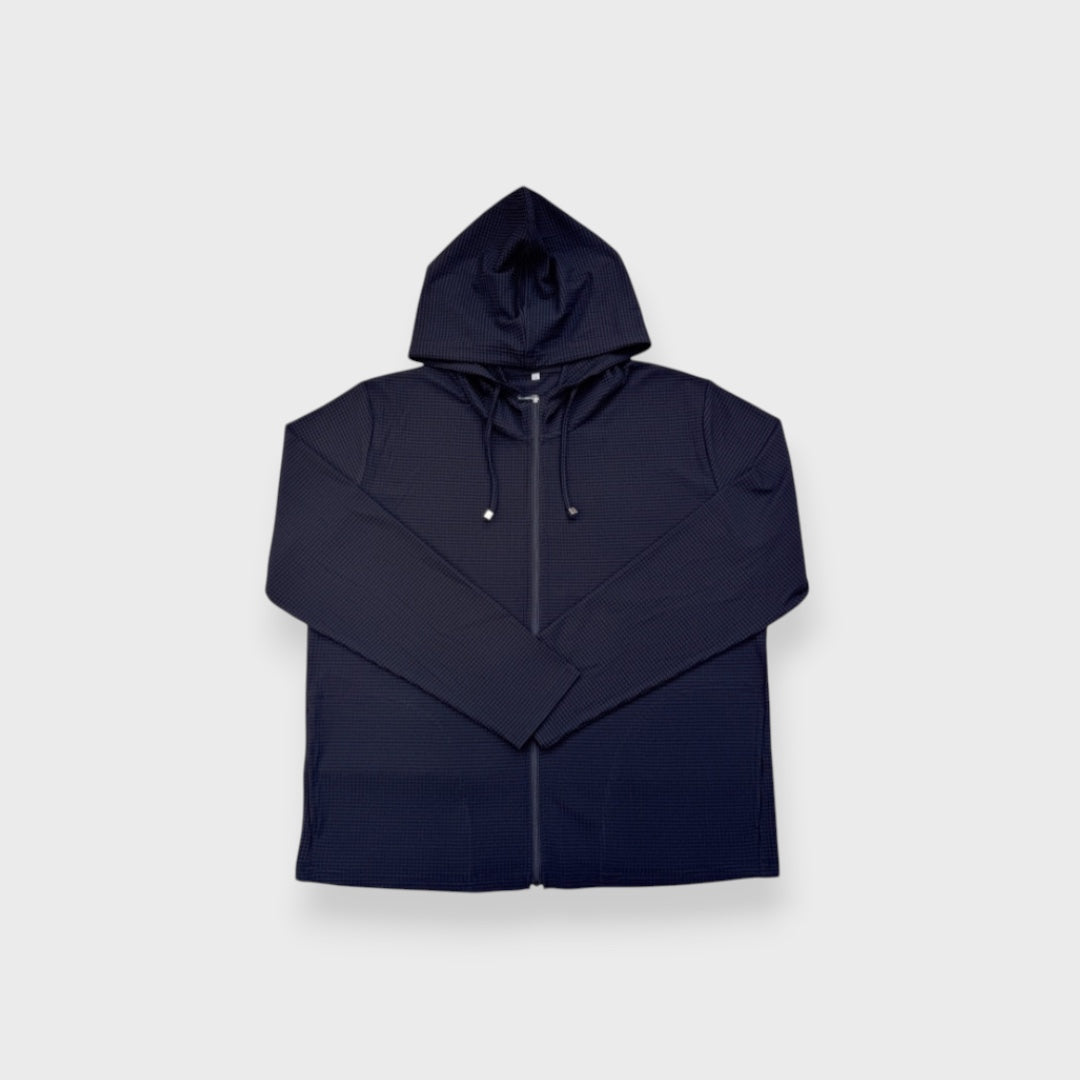 UV-COOL RIBBED CHECK HOODIE