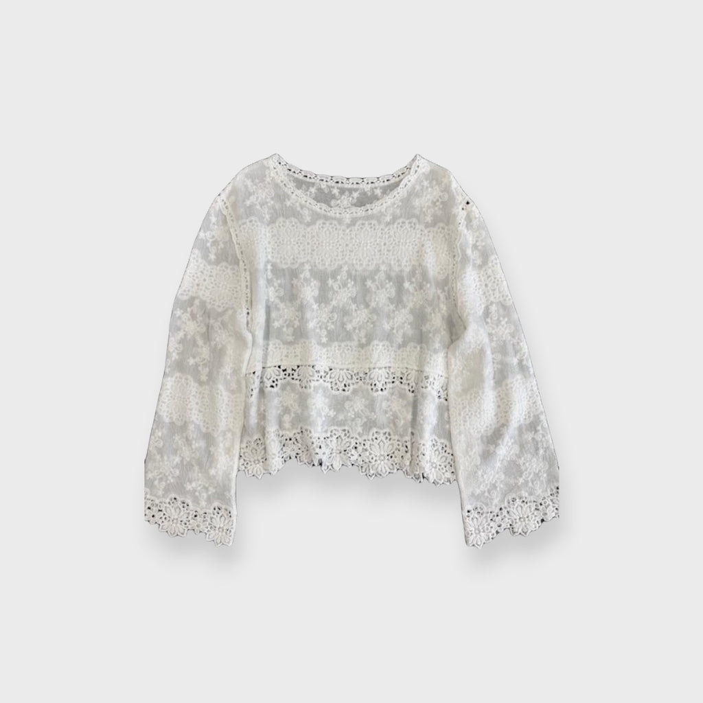 เสื้อครอปลูกไม้ลายดอก สไตล์วินเทจหวานละมุน