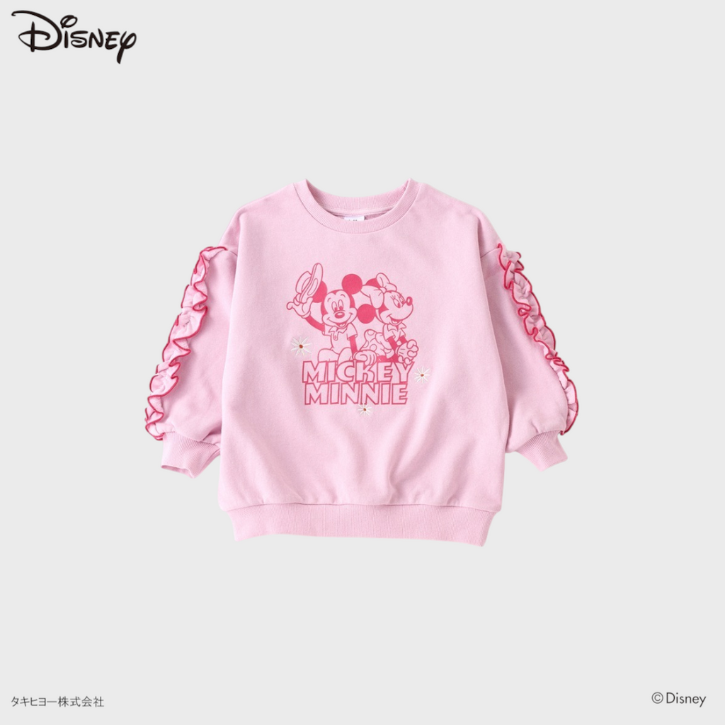 KIDS DISNEY - MICKEY MOUSE & MINNIE MOUSE RUFFLE PRINT SWEATSHIRT(100CM)