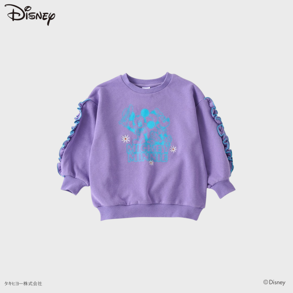 KIDS DISNEY - MICKEY MOUSE & MINNIE MOUSE RUFFLE PRINT SWEATSHIRT(100CM)