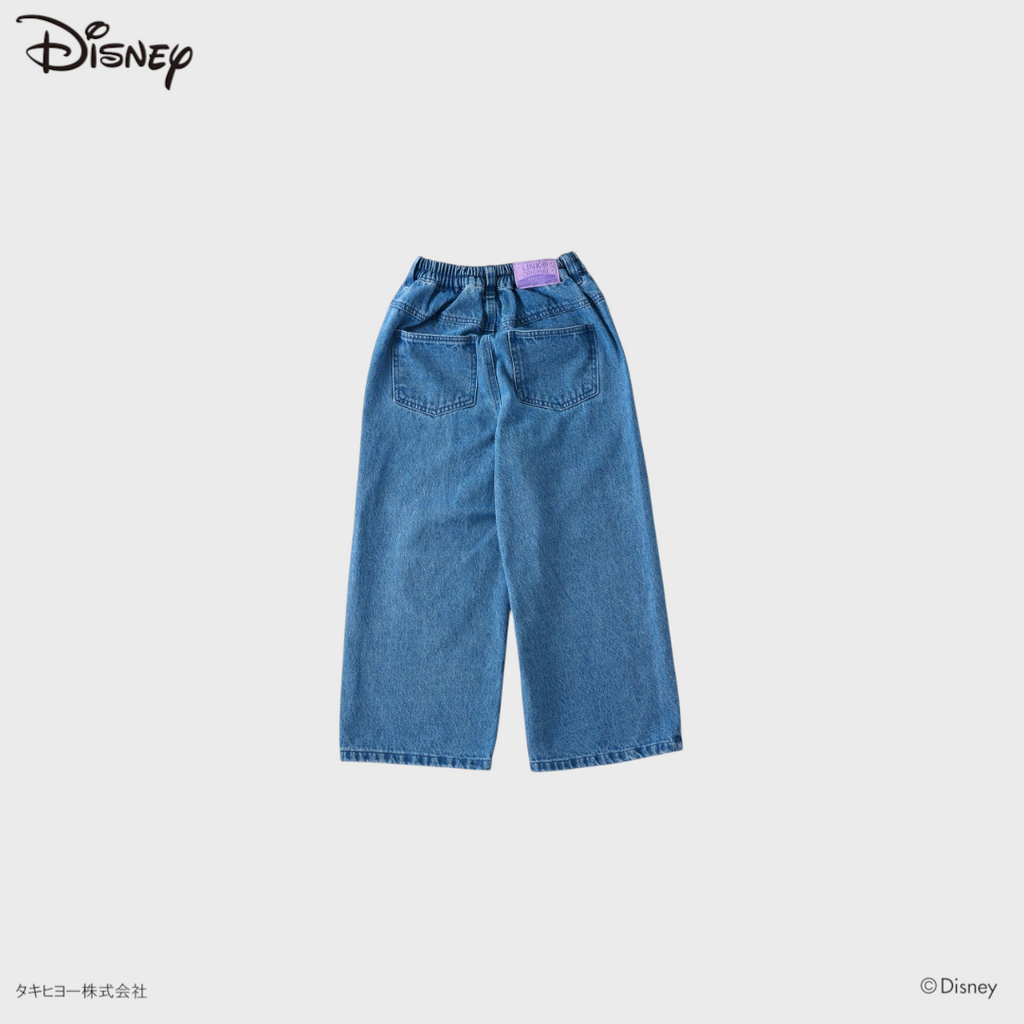KIDS DISNEY - MICKEY MOUSE & MINNIE MOUSE APPLIQUE WIDE-LEG DENIM PANTS(100CM)