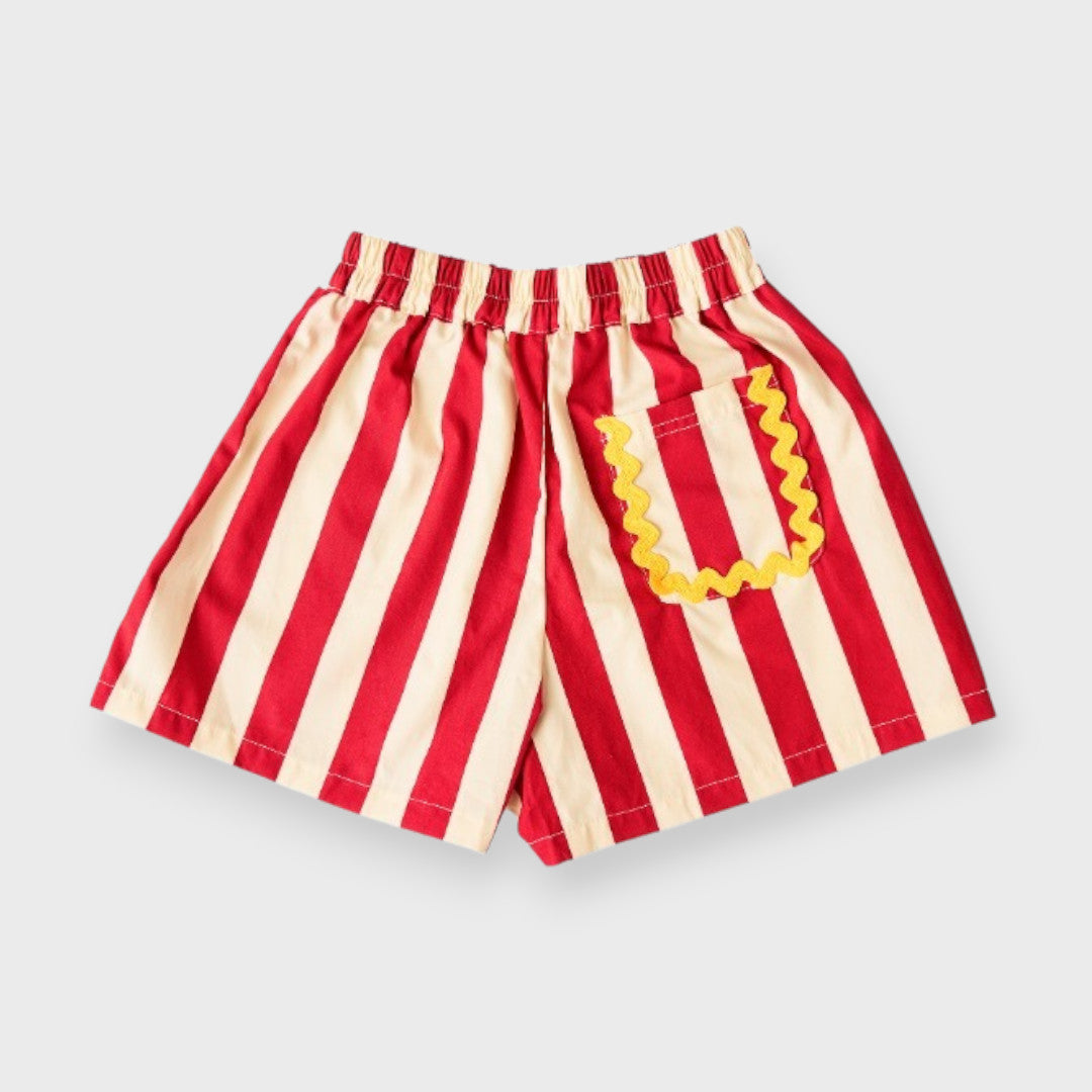 BOLD RED STRIPE KIDS SHORTS (140-160cm)