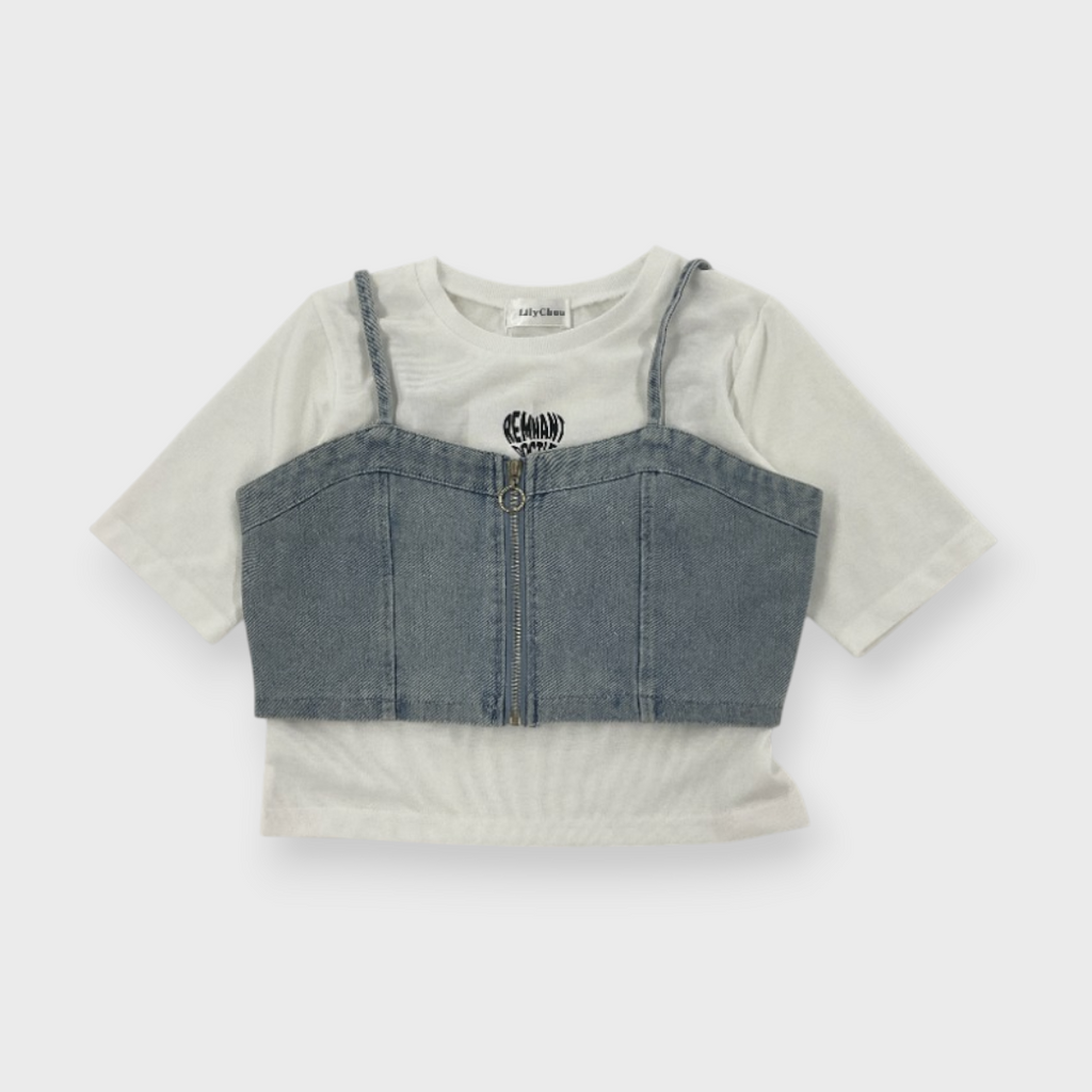 DENIM BUSTIER 3-PIECE SET