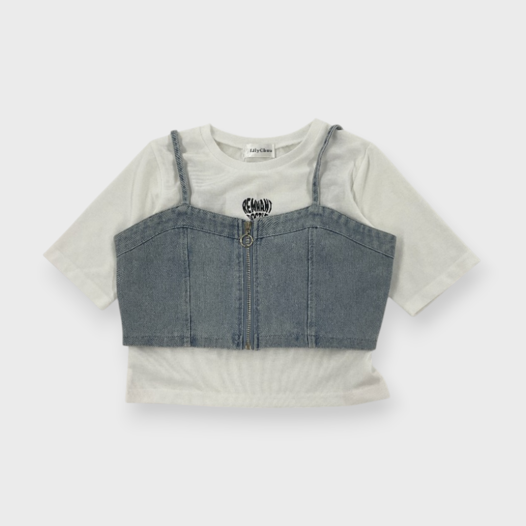 DENIM BUSTIER 3-PIECE SET
