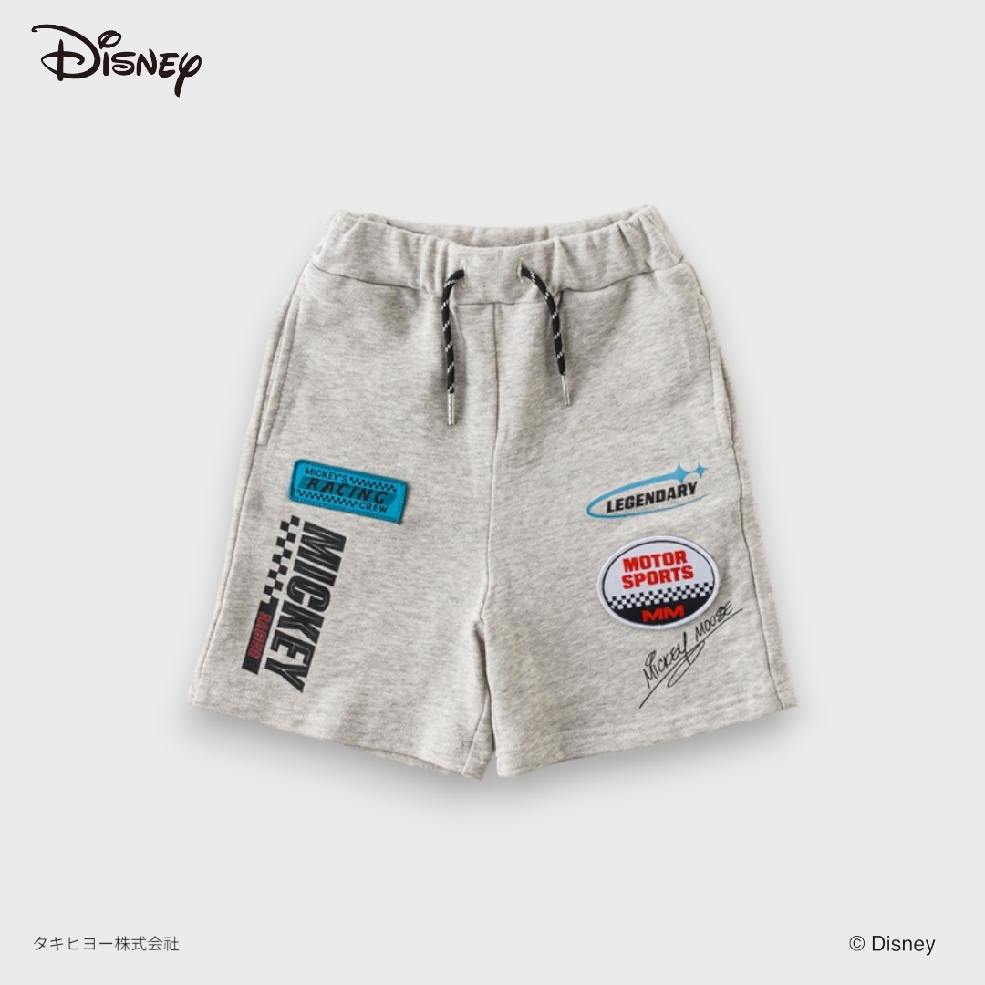 KIDS DISNEY MICKEY MOUSE RACING SHORTS – GRAPHIC SWEAT SHORTS WITH MOTOR SPORTS PRINT (140～160CM)
