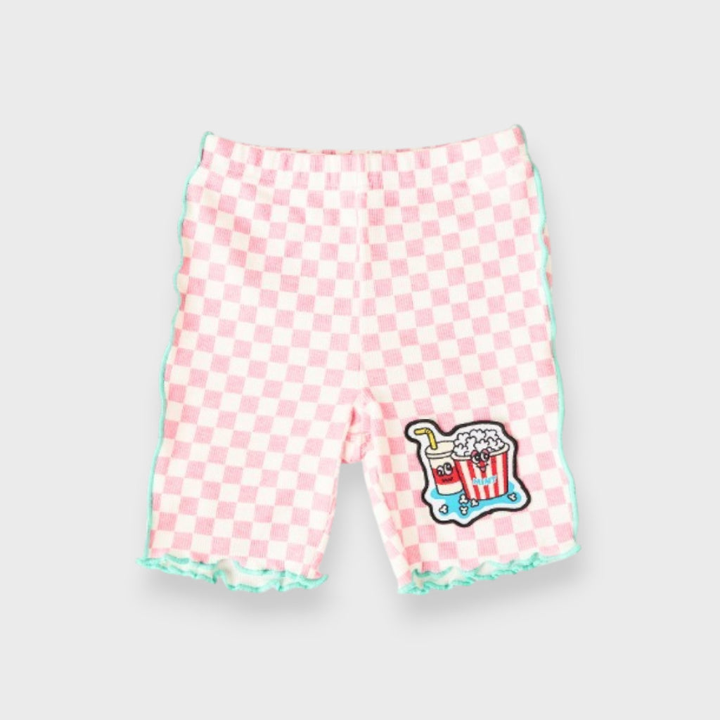 CHECKERBOARD POPCORN PATCH KIDS HALF PANTS (110-130cm)