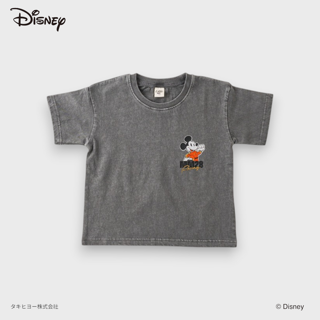 KIDS DISNEY MICKEY MOUSE RACING T-SHIRT – WASHED GREY GRAPHIC TEE WITH BACK PRINT (140～160CM)