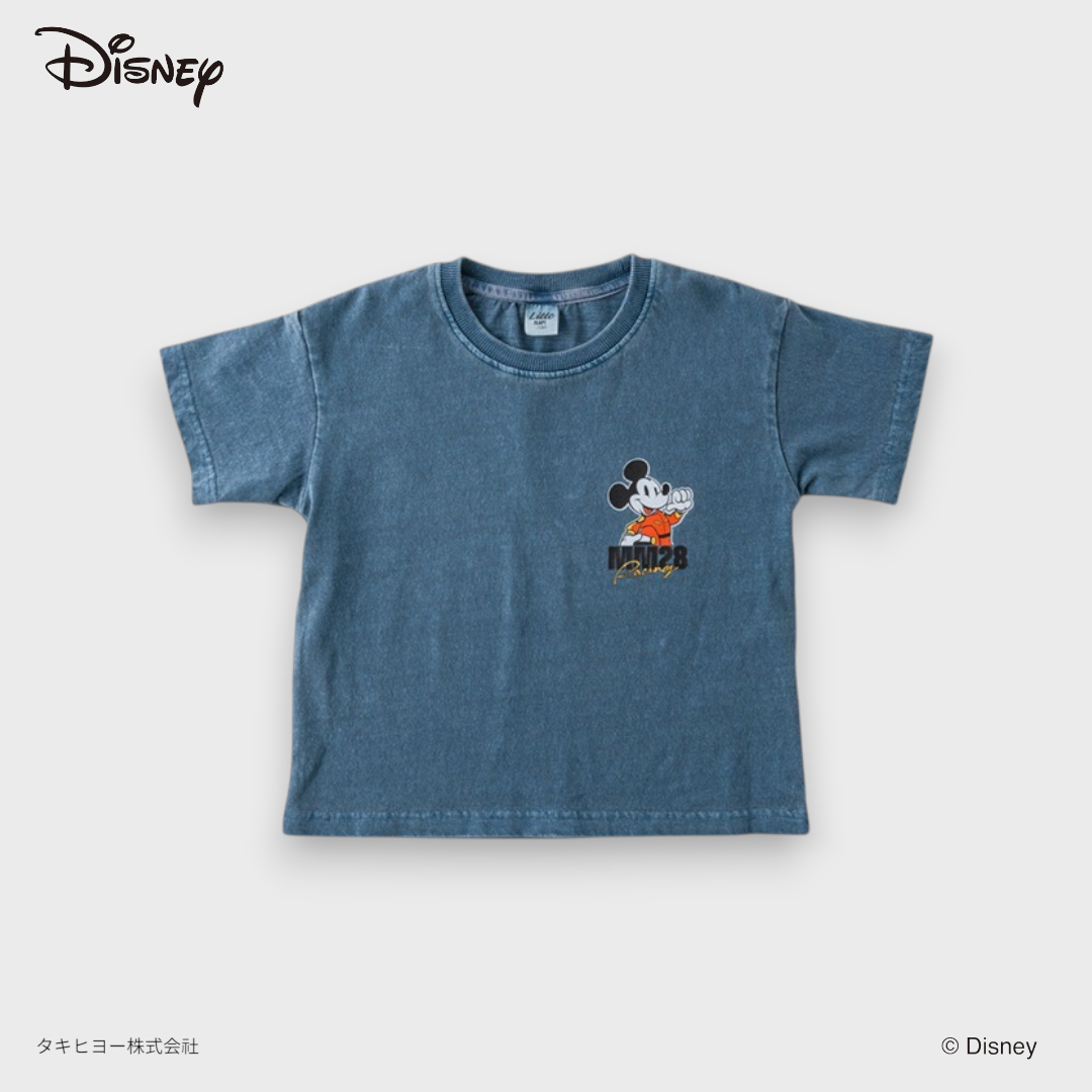 KIDS DISNEY MICKEY MOUSE RACING T-SHIRT – WASHED GREY GRAPHIC TEE WITH BACK PRINT (140～160CM)