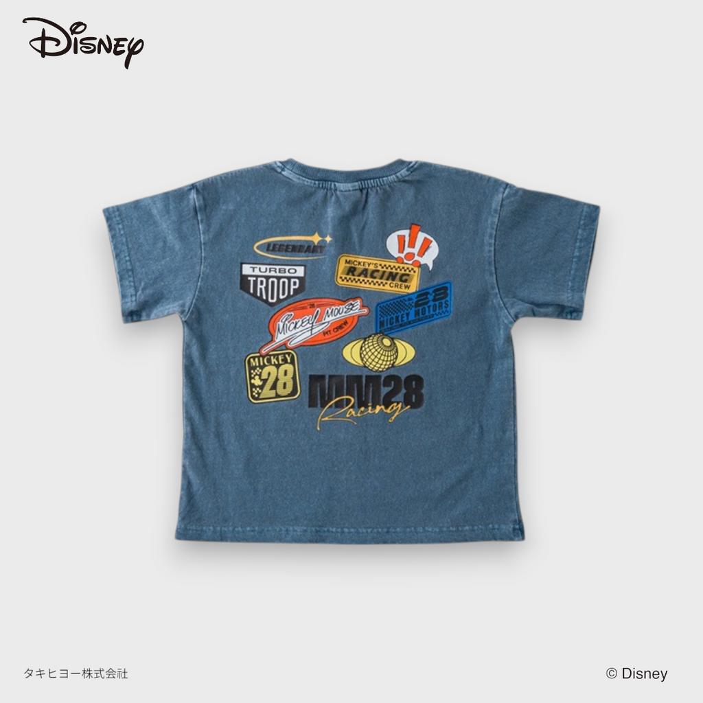 KIDS DISNEY MICKEY MOUSE RACING T-SHIRT – WASHED GREY GRAPHIC TEE WITH BACK PRINT (140～160CM)
