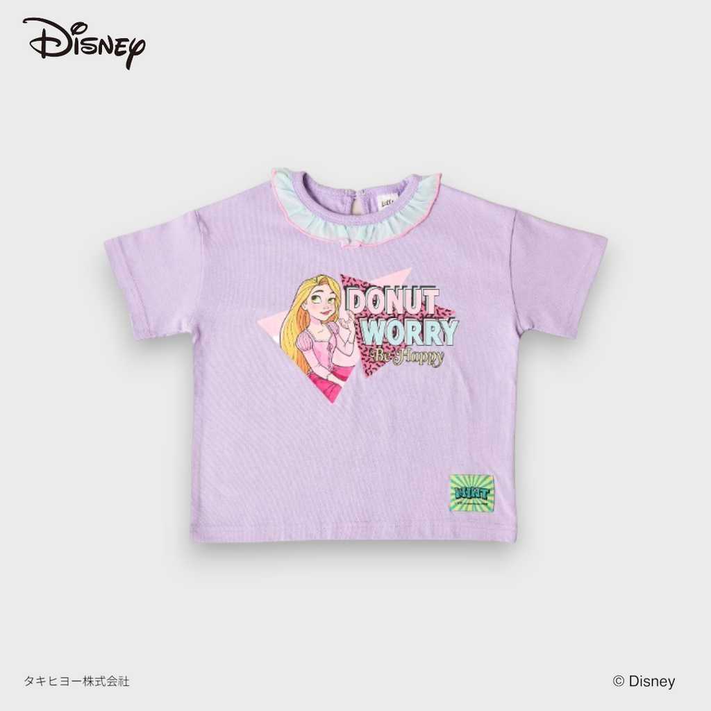 KIDS DISNEY RAPUNZEL GRAPHIC T-SHIRT – LILAC “DONUT WORRY, BE HAPPY” CHARACTER TEE (140～160CM)