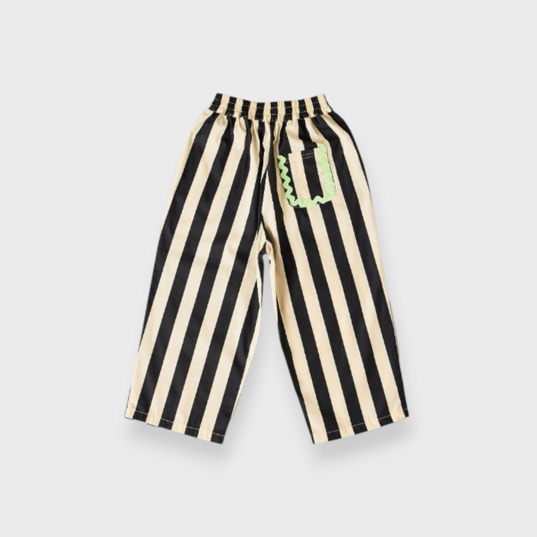 WIDE STRIPE RELAXED KIDS LONG PANTS (140-160cm)