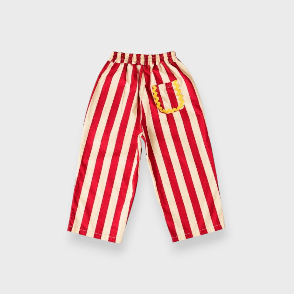 WIDE STRIPE RELAXED KIDS LONG PANTS (140-160cm)