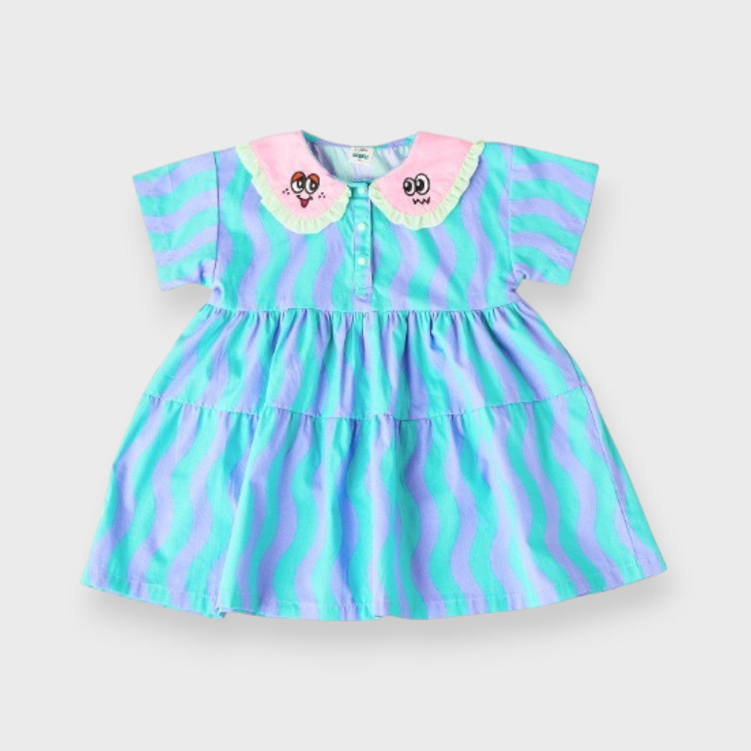 BRIGHT WAVE COLLAR KIDS DRESS (110～130cm)