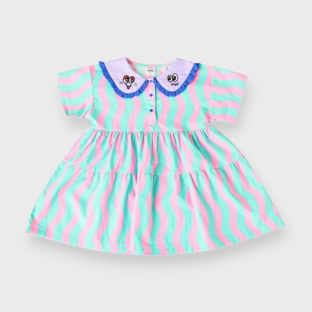 BRIGHT WAVE COLLAR KIDS DRESS (110～130cm)
