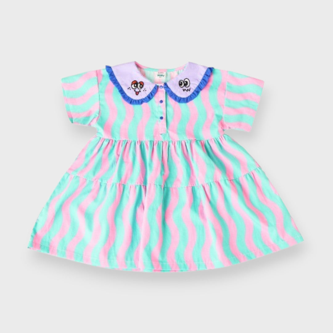BRIGHT WAVE COLLAR KIDS DRESS (110～130cm)
