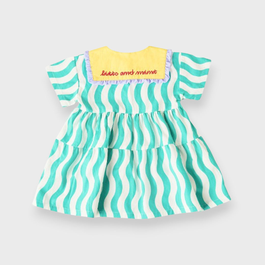 BRIGHT WAVE COLLAR KIDS DRESS (110～130cm)