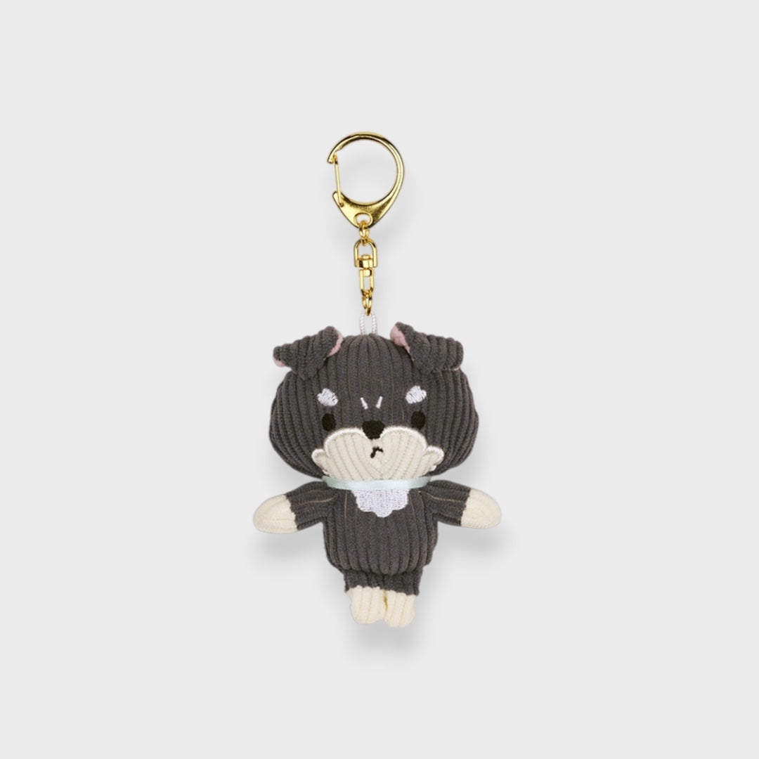 MINIATURE SCHNAUZER CORDUROY PLUSH KEYCHAIN
