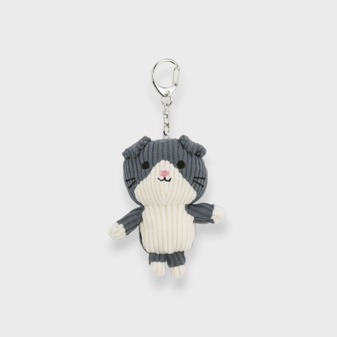 RAGURIN CORDUROY CAT PLUSH KEYCHAIN