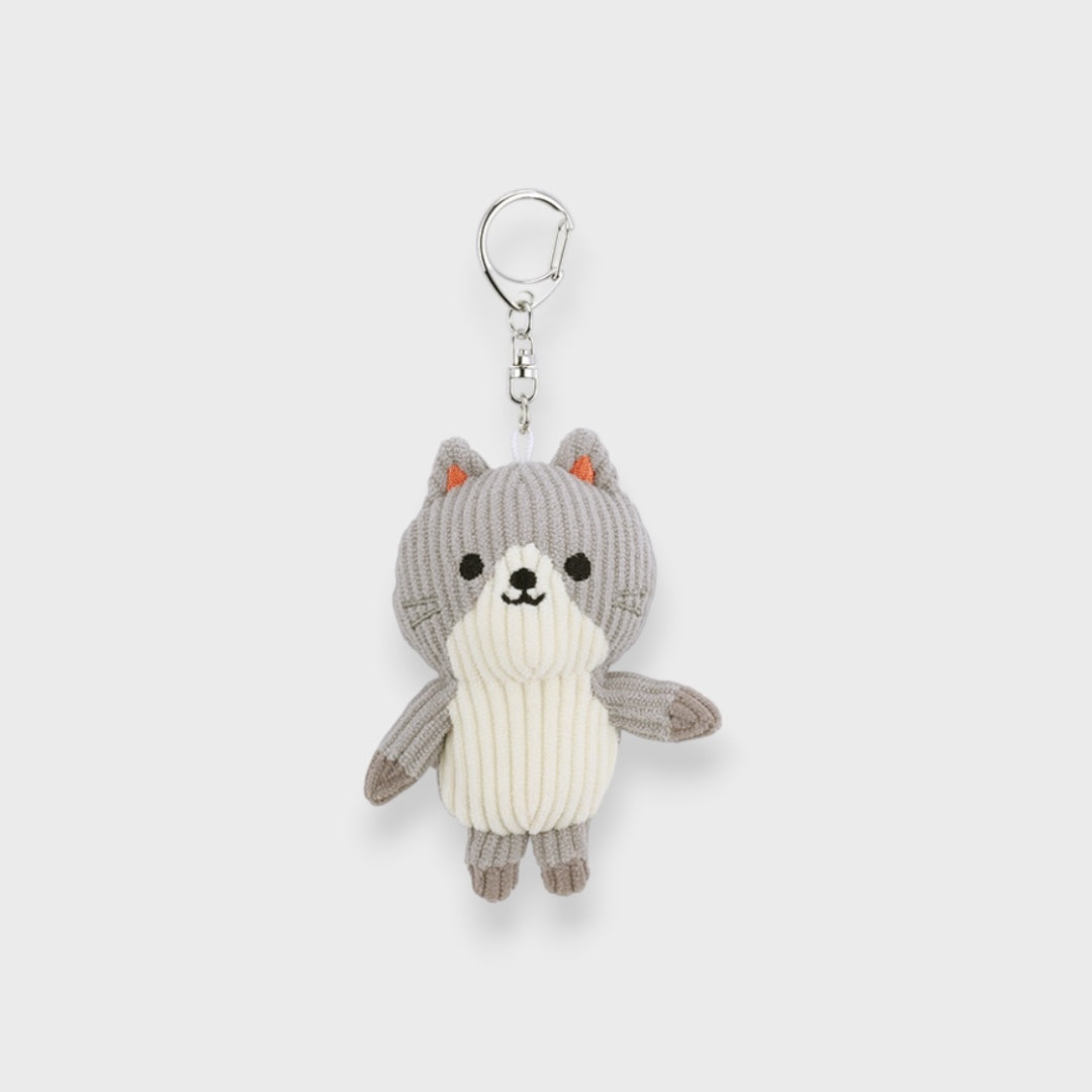SCOTCH CORDUROY CAT PLUSH KEYCHAIN