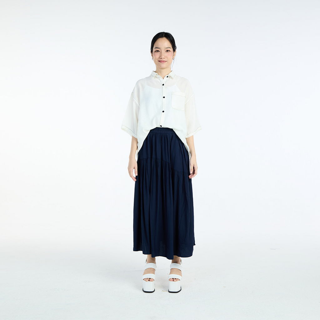 เสื้อเชิ้ตแขนสั้นทรงโอเวอร์ไซซ์ มินิมอล มีกระเป๋าหน้า ใส่สบายสไตล์ Casual