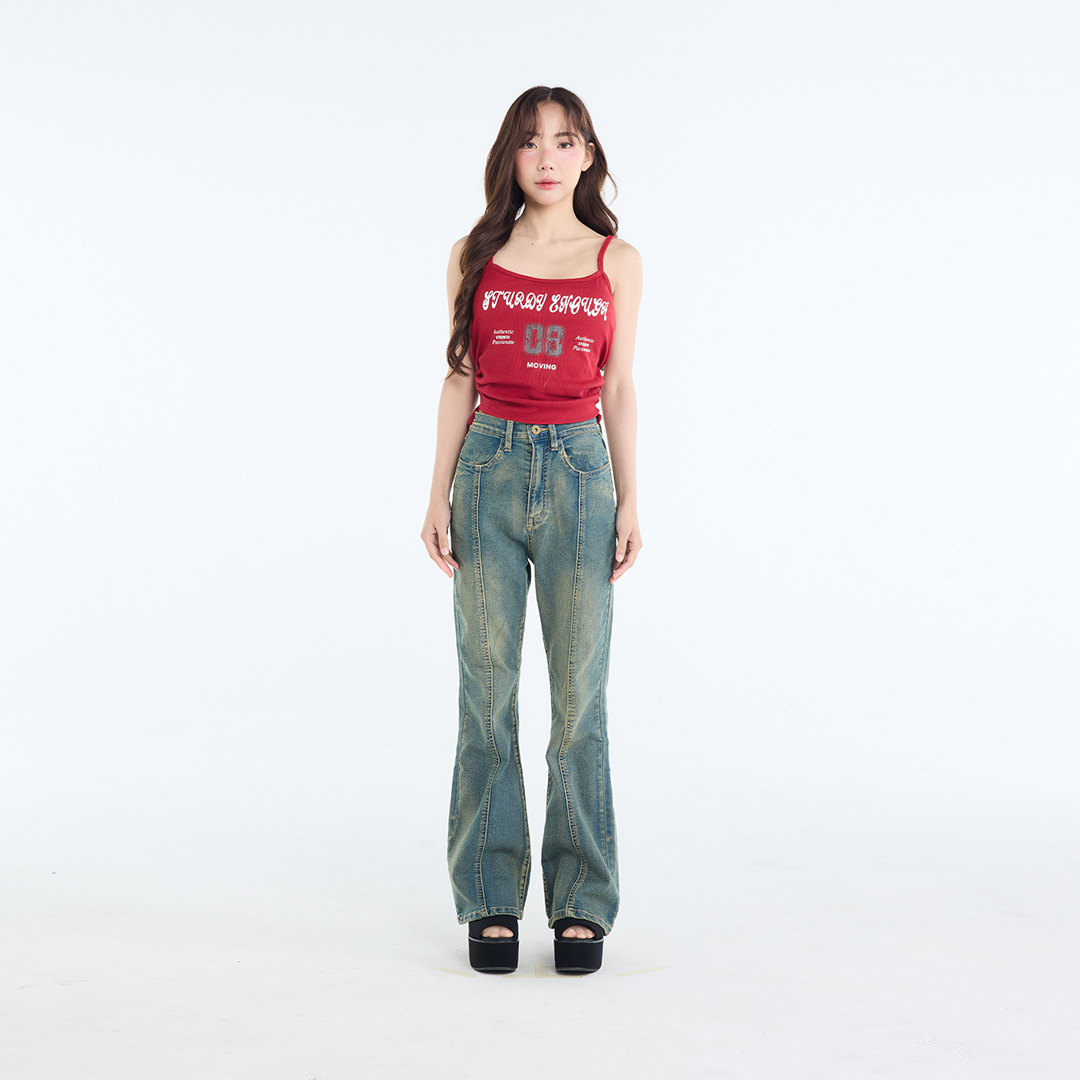 STURDY ENOUGH Spaghetti-Strap Crop Top – Cute with a Hidden Edge Featuring Adjustable Drawstrings for Mood-Based Styling