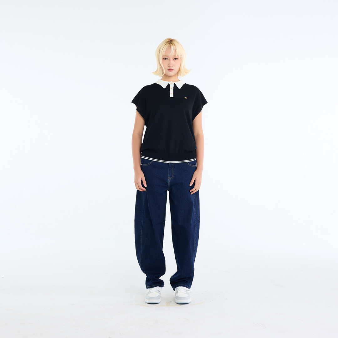 Two-Tone Vintage Sleeveless Knit Polo “Gentle Lady Edition”