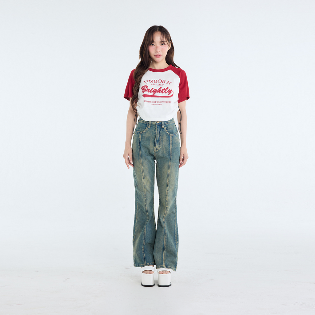 เสื้อครอป "Unborn Brightly" ทรงสปอร์ตสุดชิคสายรูดข้างปรับระดับความแซ่บ