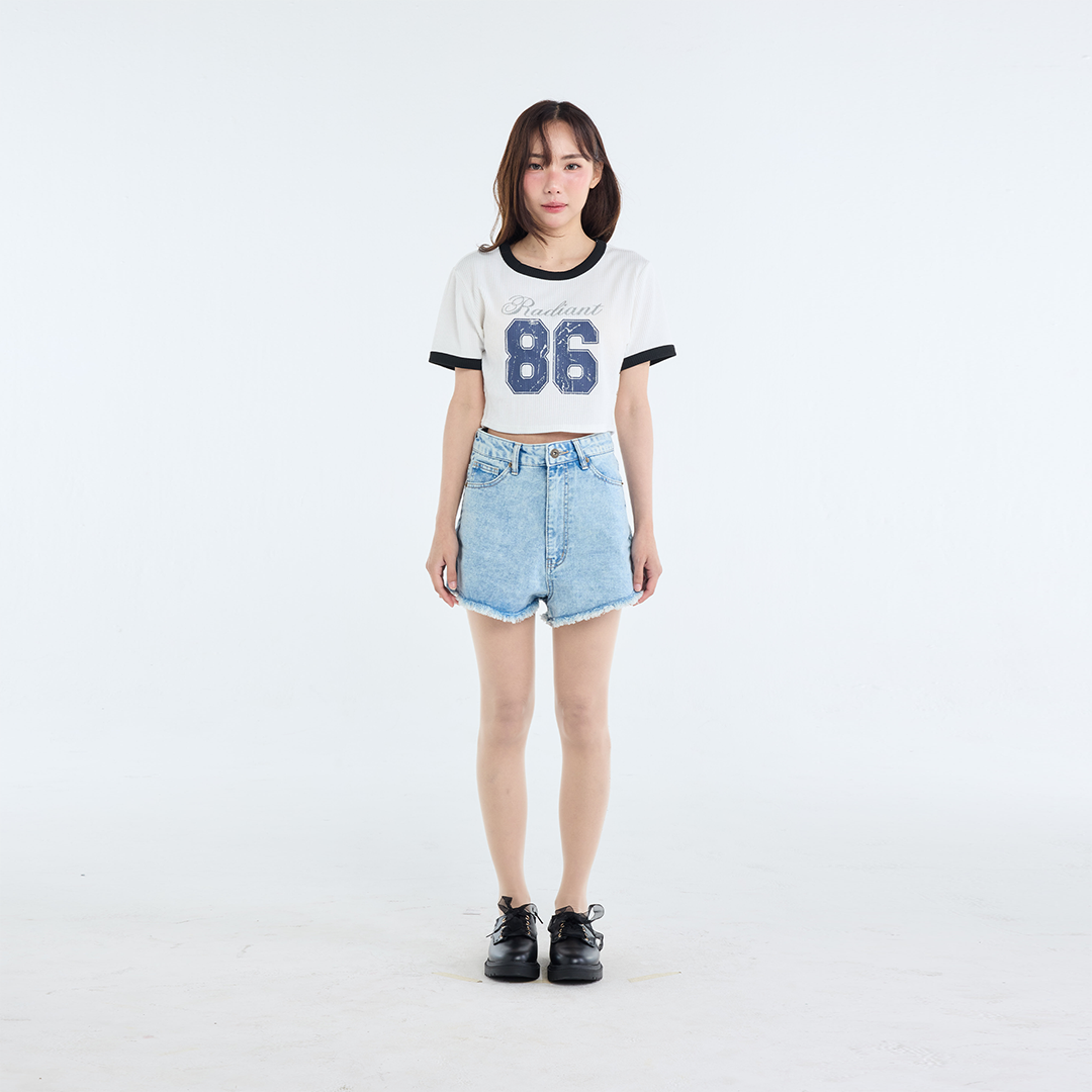 Radiant 86 Ribbed Crop Top – Cute, Sporty