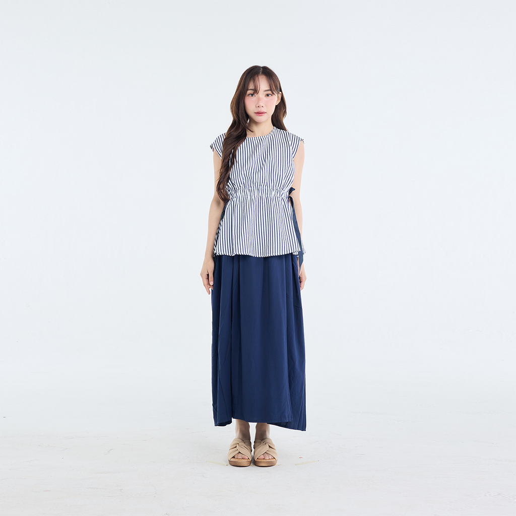Sleeveless Stripe Top with Side Ribbons, “Simple with a Twist”