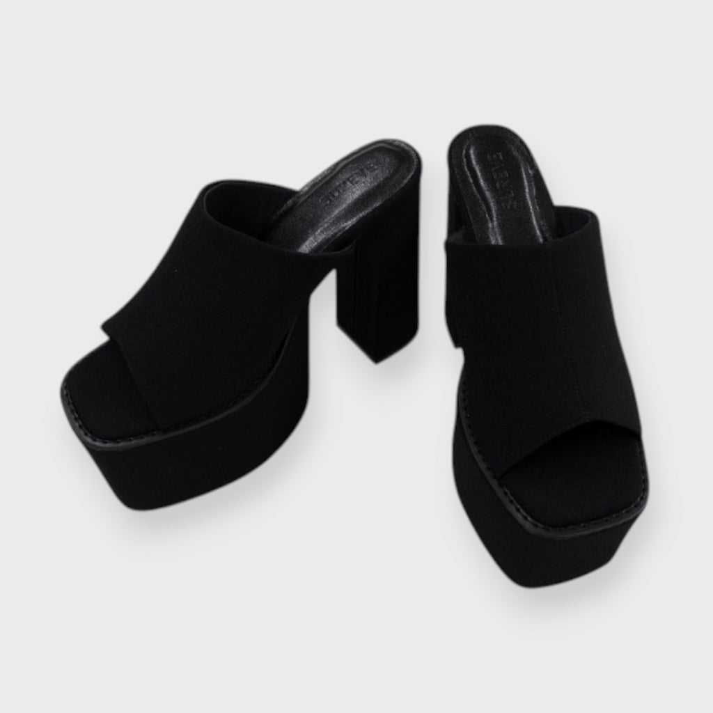 Smooth Platform Open-Toe Mules