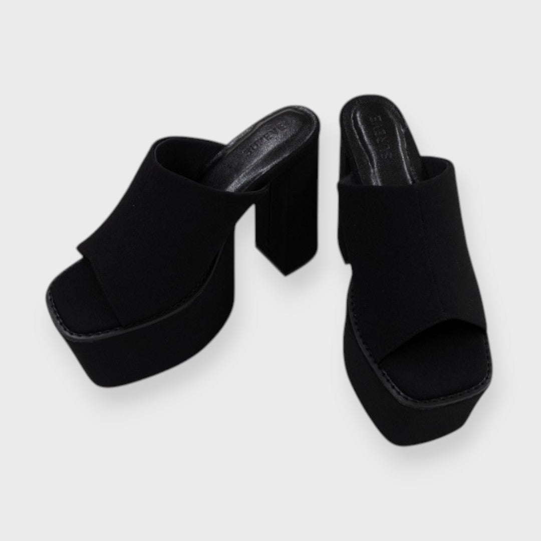 Smooth Platform Open-Toe Mules