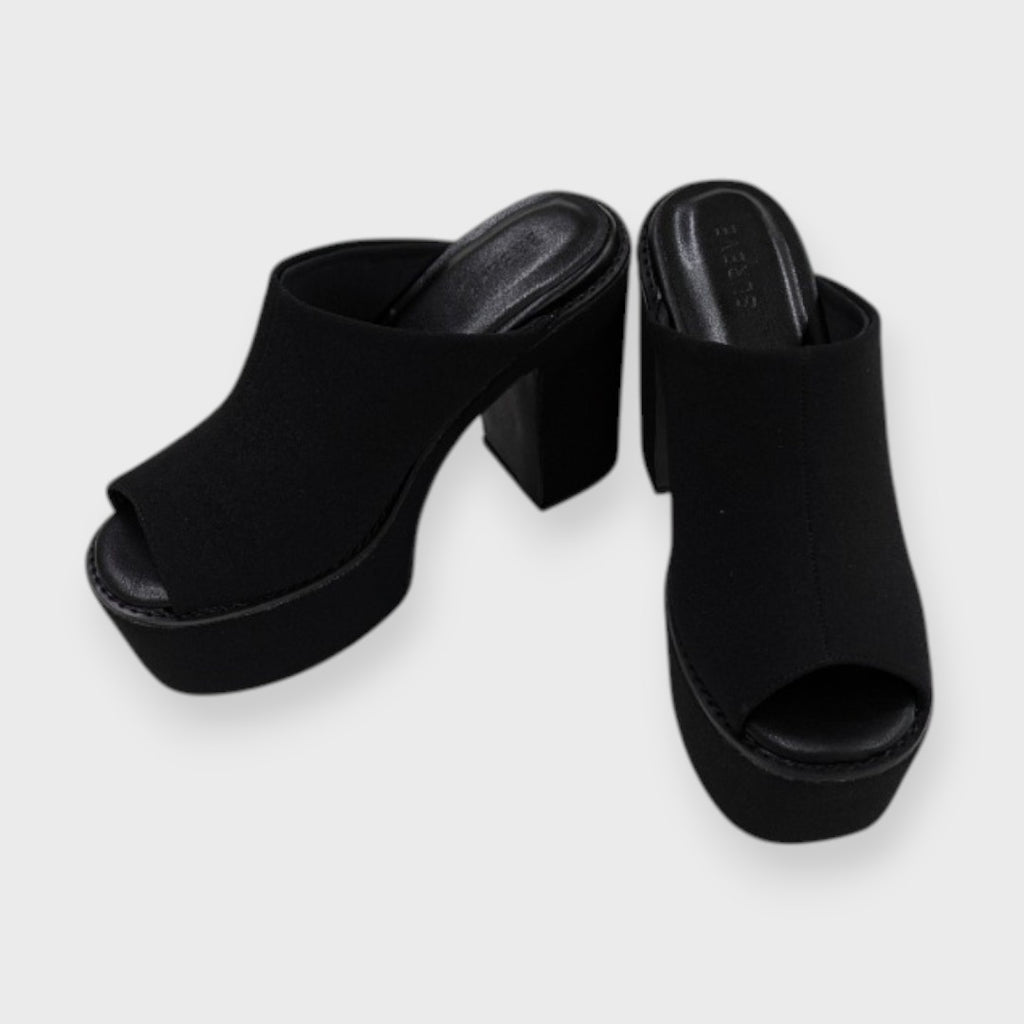 Textured Platform Open-Toe Mules