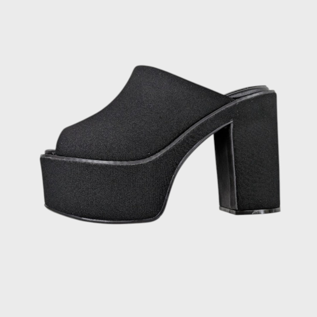 Textured Platform Open-Toe Mules