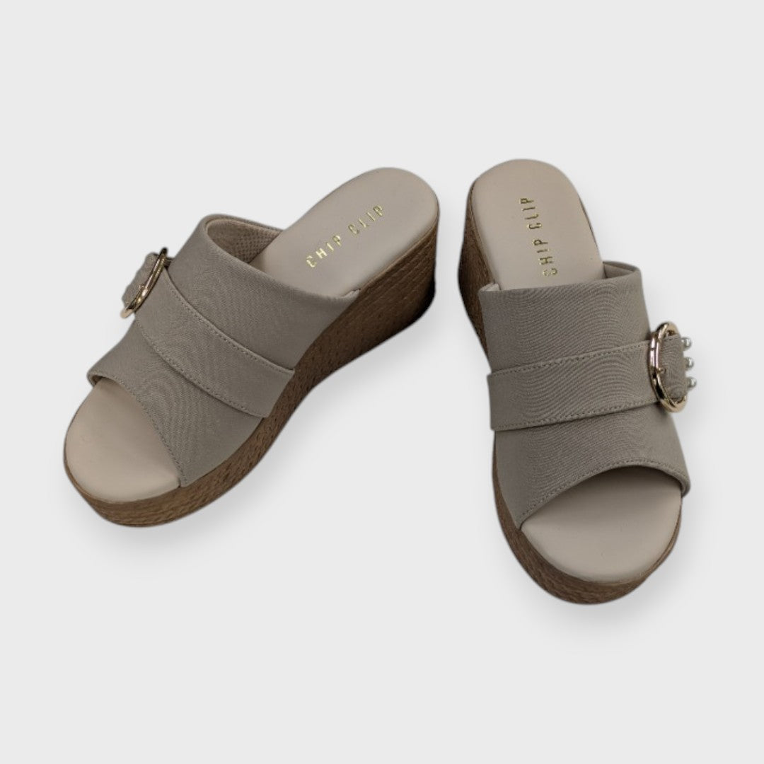 Pearl Accent Wedge Sandals