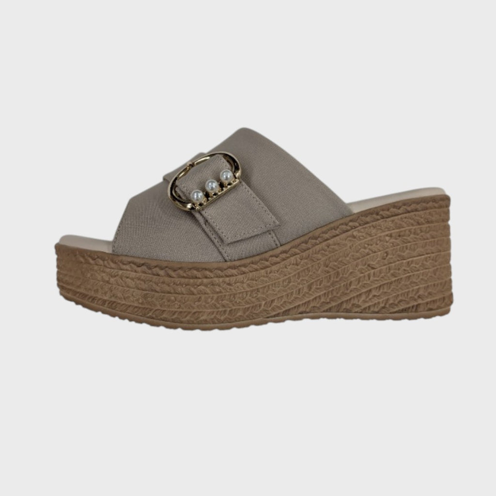 Pearl Accent Wedge Sandals