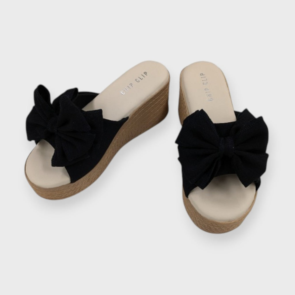 Bow Accent Wedge Sandals