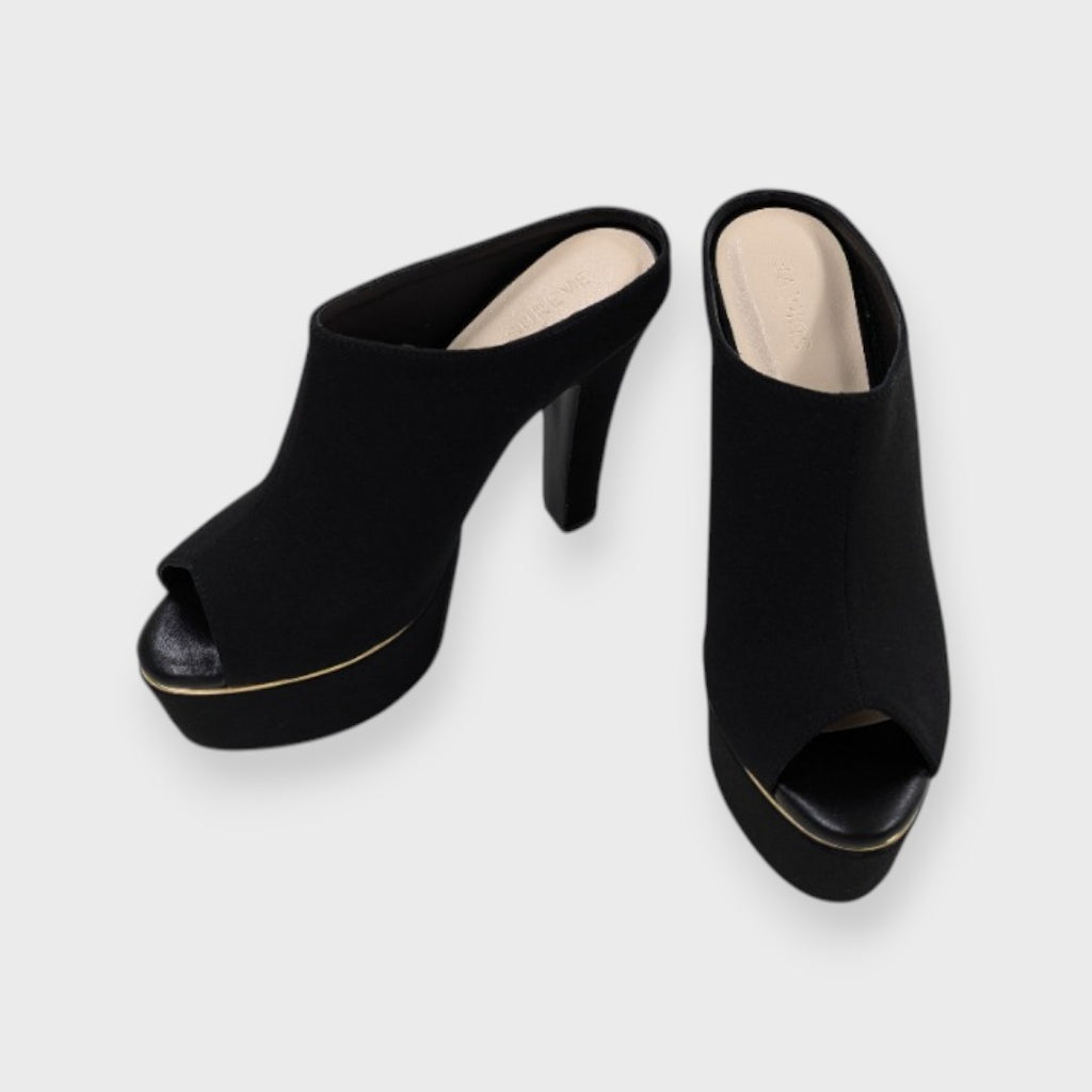 Smooth Platform Open-Toe Heel Mules