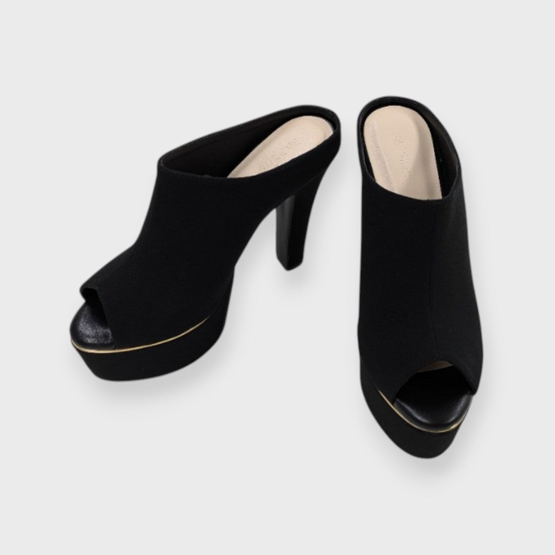 Smooth Platform Open-Toe Heel Mules