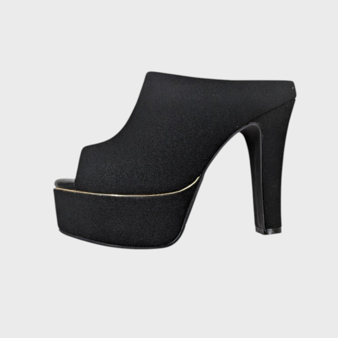 Smooth Platform Open-Toe Heel Mules