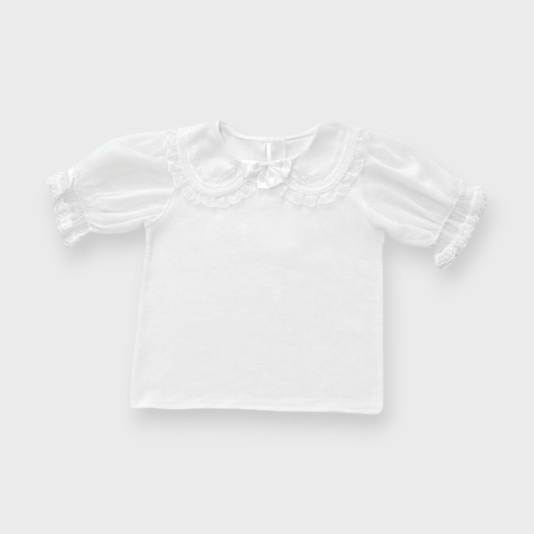 MajorettyxMayuron san LACE COLLAR SHEER-SLEEVE PULLOVER