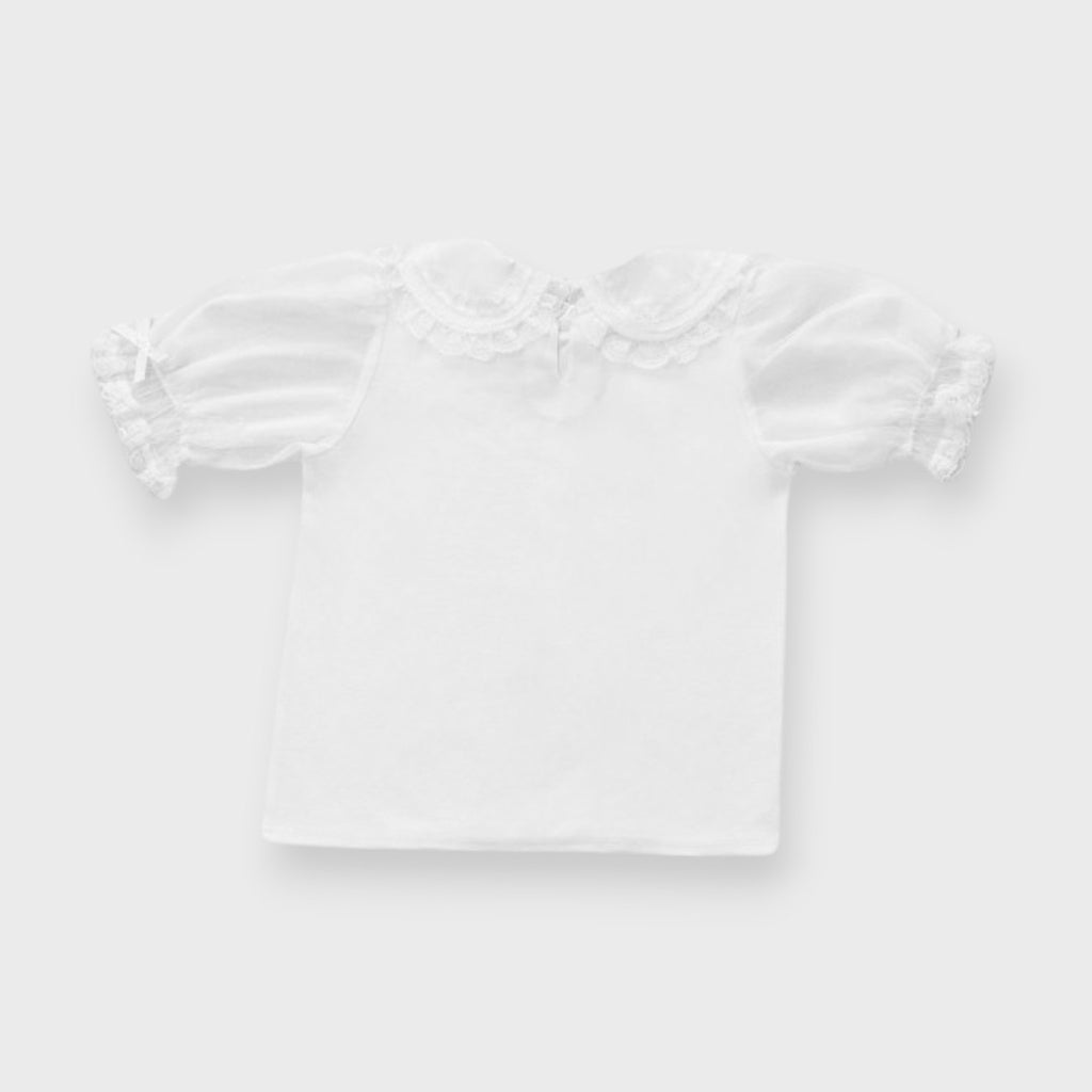MajorettyxMayuron san LACE COLLAR SHEER-SLEEVE PULLOVER