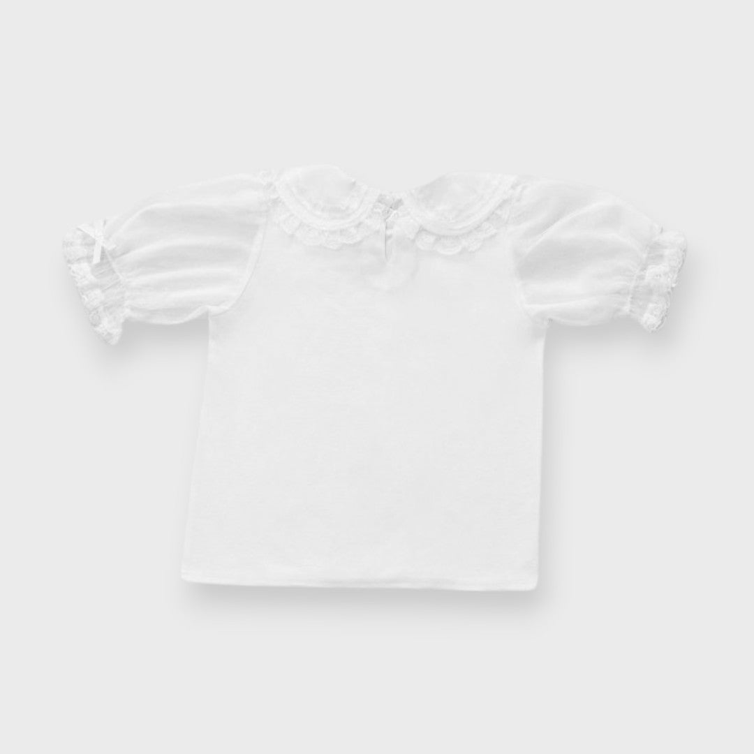 MajorettyxMayuron san LACE COLLAR SHEER-SLEEVE PULLOVER