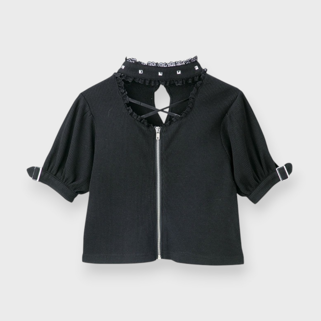 WOMEN’S CHOKER ZIP-UP CARDIGAN