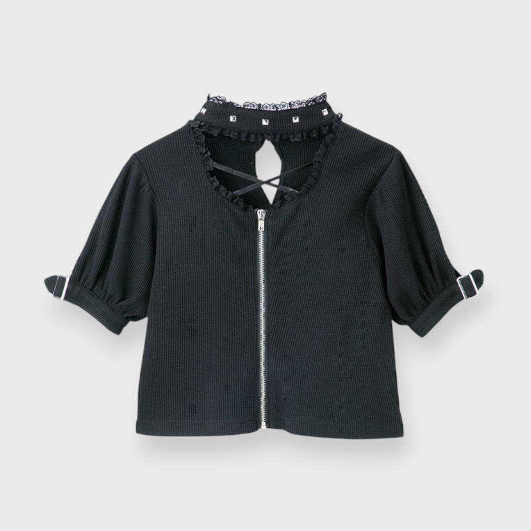WOMEN’S CHOKER ZIP-UP CARDIGAN