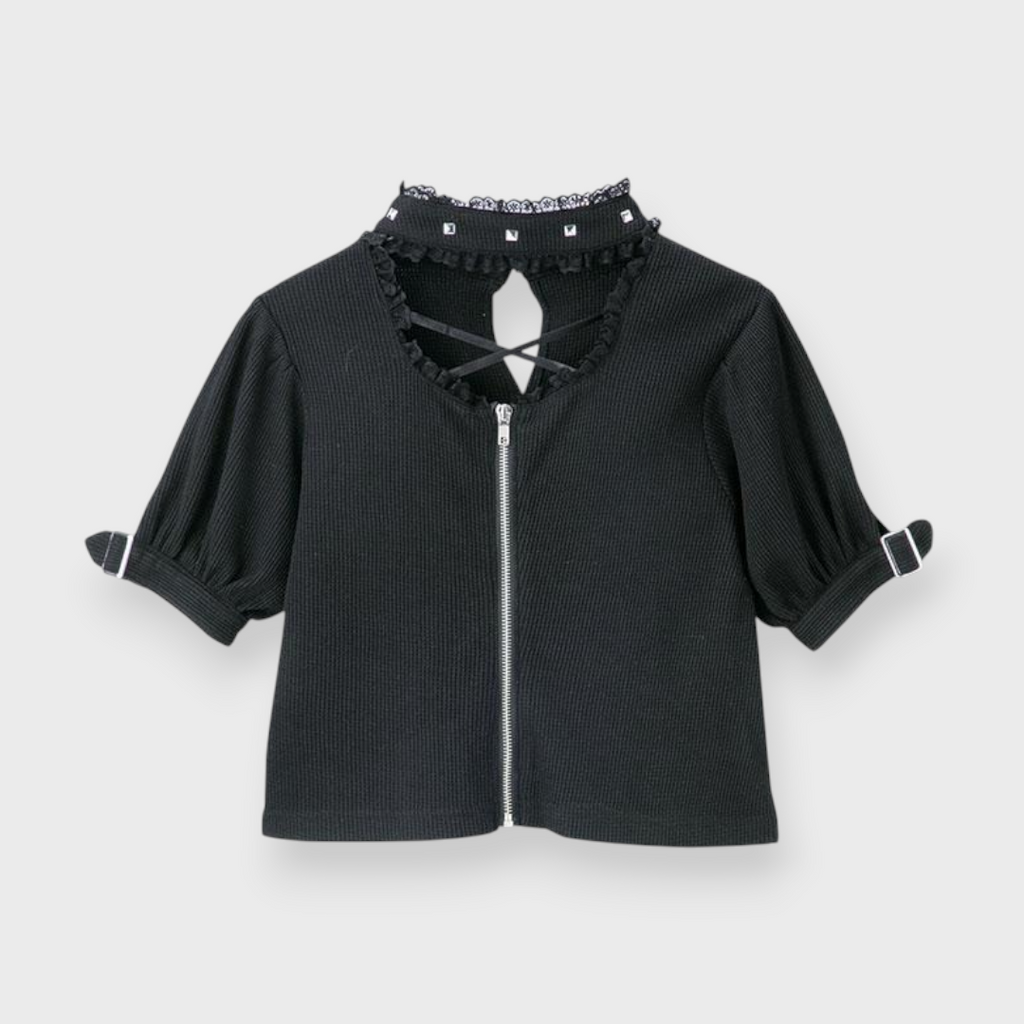 WOMEN’S CHOKER ZIP-UP CARDIGAN