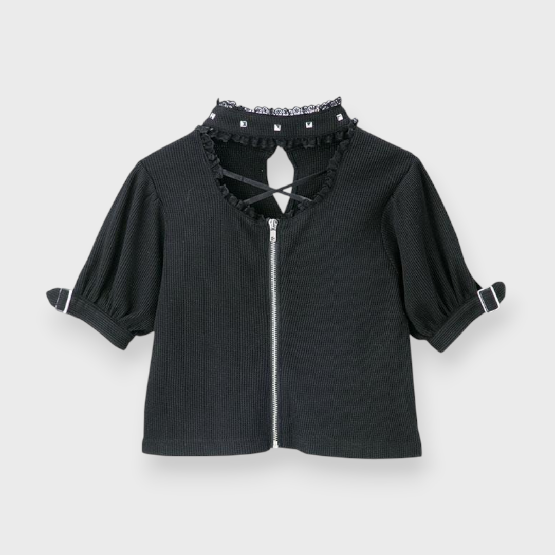 WOMEN’S CHOKER ZIP-UP CARDIGAN